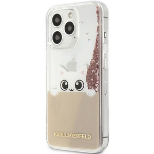 Plastové puzdro Karl Lagerfeld na Apple iPhone 13 Pro Max KLHCP13XPABGNU Liquid Glitter Peek and Boo ružové