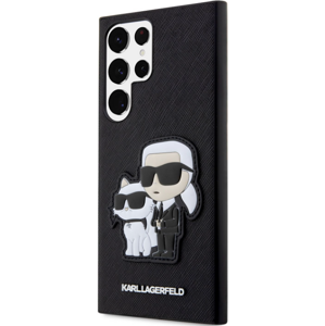 Plastové puzdro Karl Lagerfeld na Samsung Galaxy S23 Ultra 5G S918 KLHCS23LSANKCPK PU Saffiano Karl and Choupette NFT čierne
