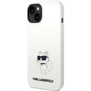 Silikónové puzdro Karl Lagerfeld na Apple iPhone 14 Pro KLHMP14LSNCHBCH Magsafe Silicone NFT Choupette biele