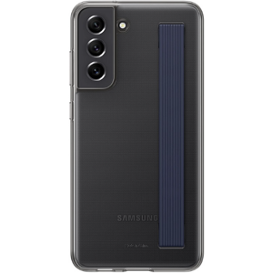 Plastové puzdro Samsung na Samsung Galaxy S21 FE 5G G990 EF-XG990CBE Clear Strap sivé