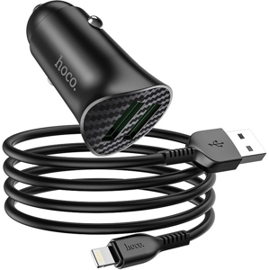 Autonabíjačka HOCO Z39 2 x USB QC3.0 18W + kábel Lightning 8-pin Farsighted čierna