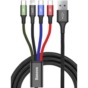 Kábel Baseus CA1T4-B01, Fast 4in1 Lightning 2x USB-C MicroUSB 3.5A, 1.2m, čierny