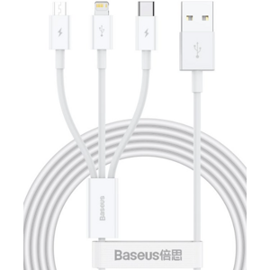 Kábel Baseus Superior CAMLTYS-02, 3v1 USB-C, Lightning, MicroUSB, 1.5m, biely