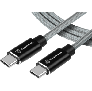 Kábel Tactical Fast Rope Aramid 024, USB-C na USB-C 100W 20V/5A, 0.3m, sivý