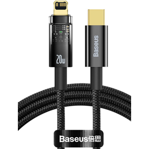 Kábel Baseus Explorer CATS000001, USB-C to Lightning 20W, 1m, čierny