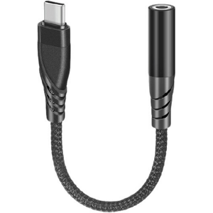 Sturdo USB-C/3.5mm Jack, opletený čierny