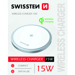 Bezdrôtová nabíjačka Swissten Wireless 15W biela