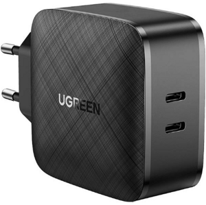Sieťová nabíjačka Ugreen CD216, 2x USB-C 66W, PD 3.0 Quick Charge 3.0, čierna