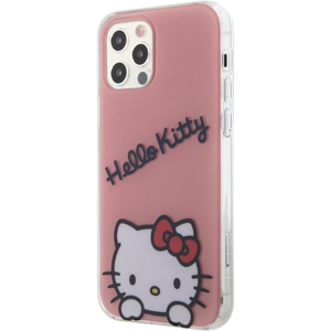 Plastové puzdro Hello Kitty na Apple iPhone 12/12 Pro HKHCP12MHKDSP IML Daydreaming Logo ružové