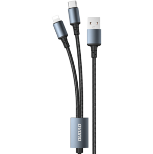 Dudao 2v1 TGL2, USB-A-USB-C/Lightning, 6A, 1.2m, čierny