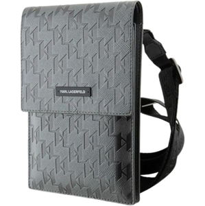 Univerzálne puzdro Karl Lagerfeld na smartfón KLWBSAMSMG Saffiano Monogram Wallet Phone Bag Silver