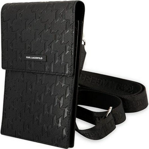 Univerzálne puzdro Karl Lagerfeld na smartfón KLWBSAMSMK Saffiano Monogram Wallet Phone Bag Black