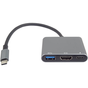 PremiumCord Adaptér USB-C na HDMI + USB3.0 + PD, rozlíšenie 4K a FULL HD 1080p