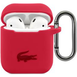 Silikónové puzdro Lacoste na Apple AirPods 1/2 LCA2SR Liquid Silicone Glossy Printing Logo červené
