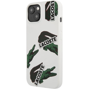 Silikónové puzdro Lacoste na Apple iPhone 13 LCHC13MSOW Liquid Silicone Allover Pattern biele