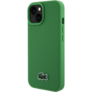 Plastové puzdro Lacoste na Apple iPhone 15 LCHMP15SPVCN Iconic Petit Pique Woven Logo MagSafe zelené