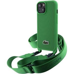 Plastové puzdro Lacoste na Apple iPhone 15 LCHCP15SSPVCN Iconic Petit Pique Crossbody Woven Logo zelené