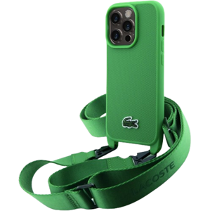 Plastové puzdro Lacoste na Apple iPhone 15 Pro LCHCP15LSPVCN Iconic Petit Pique Crossbody Woven Logo zelené