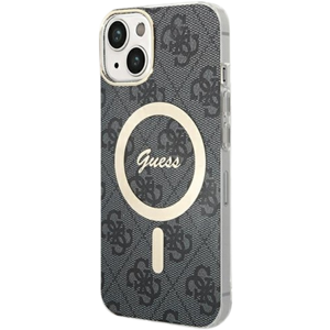 Plastové puzdro Guess na Apple iPhone 15 GUHMP15SH4STK IML 4G MagSafe čierne
