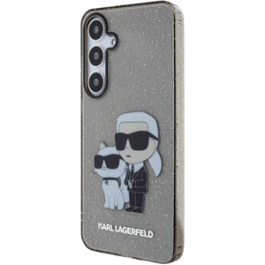Plastové puzdro Karl Lagerfeld na Samsung Galaxy S24 5G S921 KLHCS24SHNKCTGK IML Glitter Karl and Choupette NFT čierne