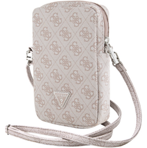 Univerzálne puzdro Guess na smartfón GUWBZP4GFTSP PU 4G Triangle Logo Walltet Phone Bag Zipper ružové