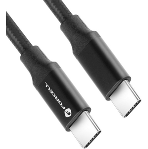 Forcell E-Mark C331, USB-C na USB-C, QC4.0 5A/20V PD100W, 4K, Thunderbolt, 20Gbit/s, 1m, čierny