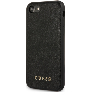 Plastové puzdro Guess na Apple iPhone 7/8/SE 2020/SE 2022 Saffiano PU Silicone čierne