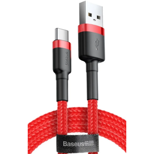 Kábel Baseus Cafule CATKLF-C09, USB na USB-C 3A, 2m, červený