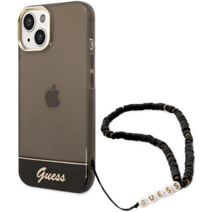 Plastové puzdro Guess na Apple iPhone 14 GUHCP14SHGCOHK IML Electro Cam w. Strap Translucent čierne