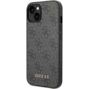 Plastové puzdro Guess na Apple iPhone 14 Plus GUHCP14MG4GFGR 4G Gold Logo sivé