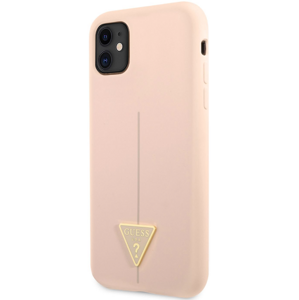 Silikónové puzdro Guess na Apple iPhone 12/12 Pro GUHCP12MSLTGP Silicone Line Triangle ružové