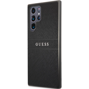 Plastové puzdro Guess na Samsung Galaxy S22 Ultra GUHCS22LPSASBBK PU Leather Saffiano čierne