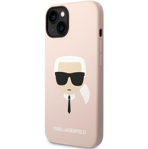 Silikónové puzdro Karl Lagerfeld na Apple iPhone 14 Plus KLHMP14MSLKHLP MagSafe Liquid Silicone Karl`s Head ružové