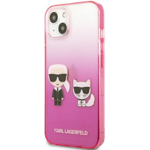 Plastové puzdro Karl Lagerfeld na Apple iPhone 13 Mini KLHCP13STGKCP Karl & Choupette Head Gradient ružové