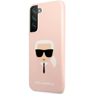 Plastové puzdro Karl Lagerfeld na Samsung Galaxy S22 Plus 5G KLHCS22MSLKHPI Silicone Karl's Head ružové