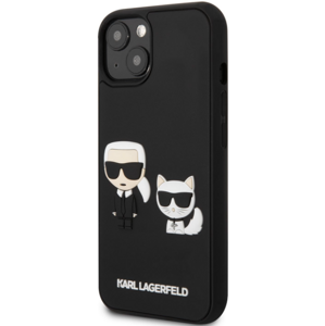 Plastové puzdro Karl Lagerfeld na Apple iPhone 13 Pro KLHCP13L3DRKCK Karl Lagerfeld and Choupette 3D čierne