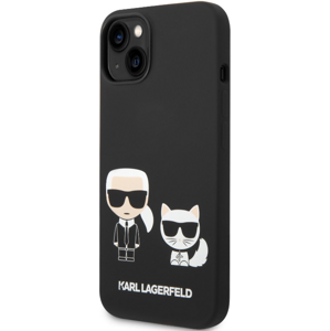 Silikónové puzdro Karl Lagerfeld na Apple iPhone 14 Plus KLHCP14MSSKCK Karl and Choupette Liquid Silicone čierne