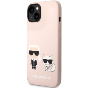 Silikónové puzdro Karl Lagerfeld na Apple iPhone 14 Plus KLHCP14MSSKCI Karl and Choupette Liquid Silicone ružové