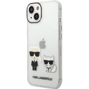 Plastové puzdro Karl Lagerfeld na Apple iPhone 14 Plus KLHCP14MCKTR Ikonik Karl and Choupette transparentné