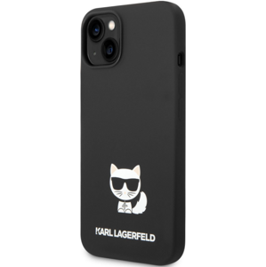 Silikónové puzdro Karl Lagerfeld na Apple iPhone 14 Plus KLHCP14MSLCTBK Liquid Silicone Choupette čierne