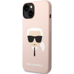 Silikónové puzdro Karl Lagerfeld na Apple iPhone 14 Pro Max KLHCP14XSLKHLP Liquid Silicone Karl Head ružové