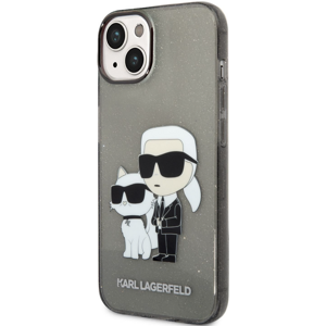 Plastové puzdro Karl Lagerfeld na Apple iPhone 14 Pro Max KLHCP14XHNKCTGK Translucent Karl and Choupette NFT čierne