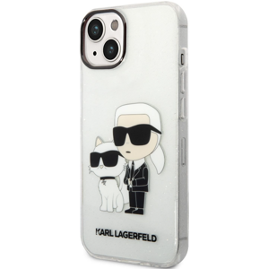 Plastové puzdro Karl Lagerfeld na Apple iPhone 14 KLHCP14SHNKCTGT Translucent Karl and Choupette NFT transparentné