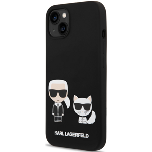 Silikónové puzdro Karl Lagerfeld na Apple iPhone 14 KLHMP14SSSKCK Liquid Silicone Karl and Choupette MagSafe čierne