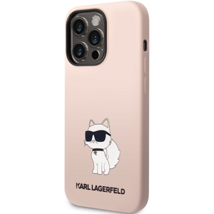 Silikónové puzdro Karl Lagerfeld na Apple iPhone 14 Pro KLHCP14LSNCHBCP Liquid Silicone Choupette NFT ružové