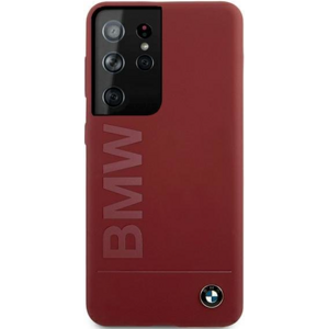 Silikónové puzdro BMW na Samsung Galaxy S21 Ultra 5G G998 BMHCS21LSLBLRE Silicone Signature Logo červené