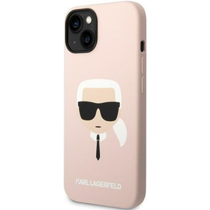 Silikónové puzdro Karl Lagerfeld na Apple iPhone 14 KLHCP14SSLKHLP Liquid Silicone Karl Head ružové