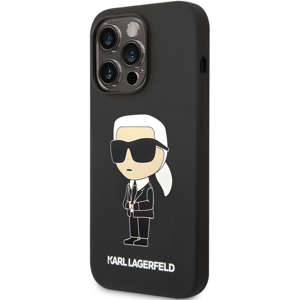 Silikónové puzdro Karl Lagerfeld na Apple iPhone 14 Pro KLHCP14LSNIKBCK Liquid Silicone Ikonik NFT čierne