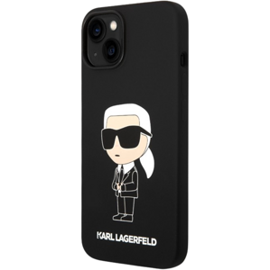 Silikónové puzdro Karl Lagerfeld na Apple iPhone 15 KLHCP15SSNIKBCK Liquid Silicone Ikonik NFT čierne