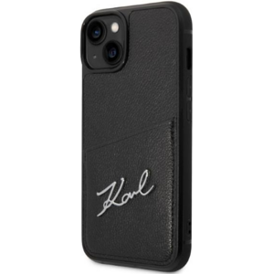 Plastové puzdro Karl Lagerfeld na Apple iPhone 14 KLHCP14SCSSK Cardslot Sign čierne